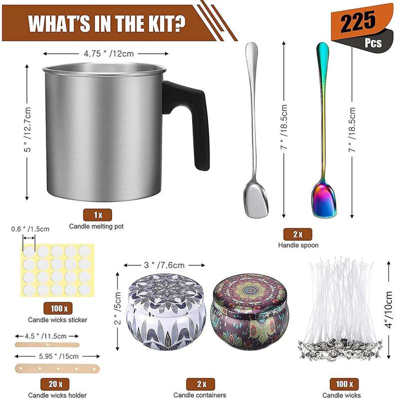 Candle Making Kit,Candle Making Pouring Pot,Candle Containers Candle Wicks,Candle Wicks Holder for D