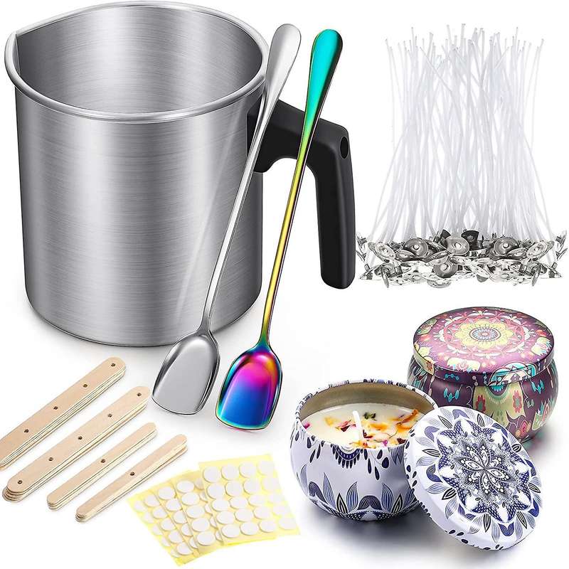 Candle Making Kit,Candle Making Pouring Pot,Candle Containers Candle Wicks,Candle Wicks Holder for D