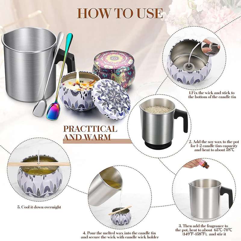 Candle Making Kit,Candle Making Pouring Pot,Candle Containers Candle Wicks,Candle Wicks Holder for D