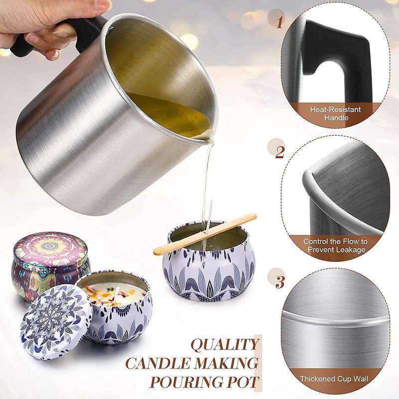 Candle Making Kit,Candle Making Pouring Pot,Candle Containers Candle Wicks,Candle Wicks Holder for D