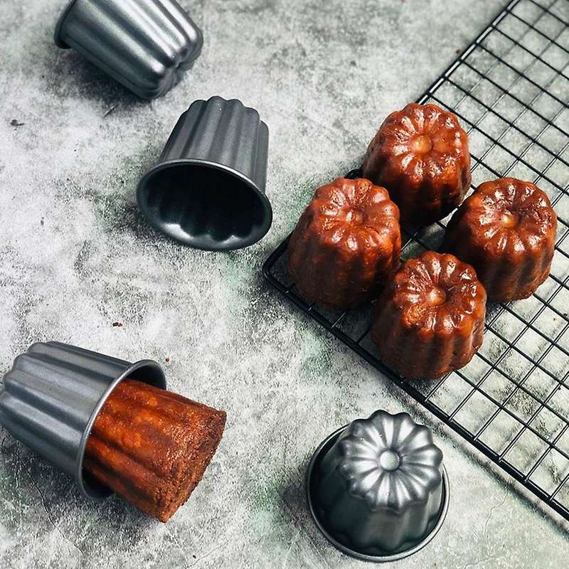 Canele Mold, Cannele Muffin Cup, 6pcs Non-stick Cannele Mould Gray-black Canneles