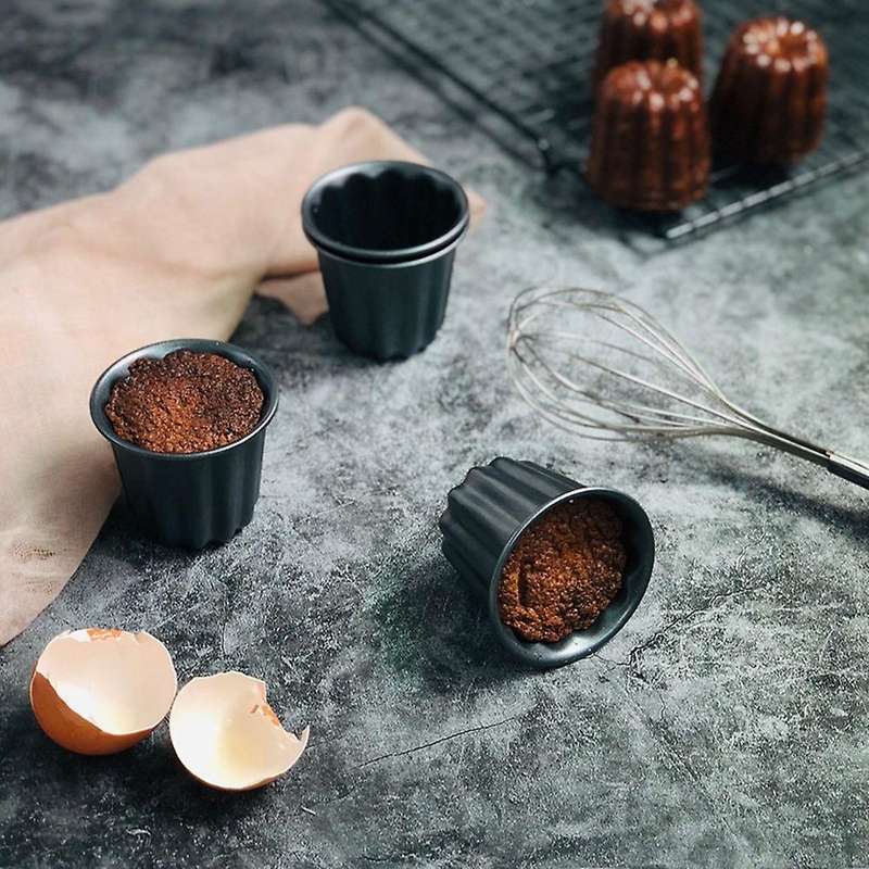 Canele Mold, Cannele Muffin Cup, 6pcs Non-stick Cannele Mould Gray-black Canneles