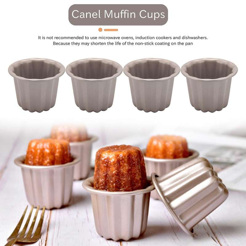 Canele Mold, Cannele Muffin Cup, 4pcs Non-stick Cannele Mould