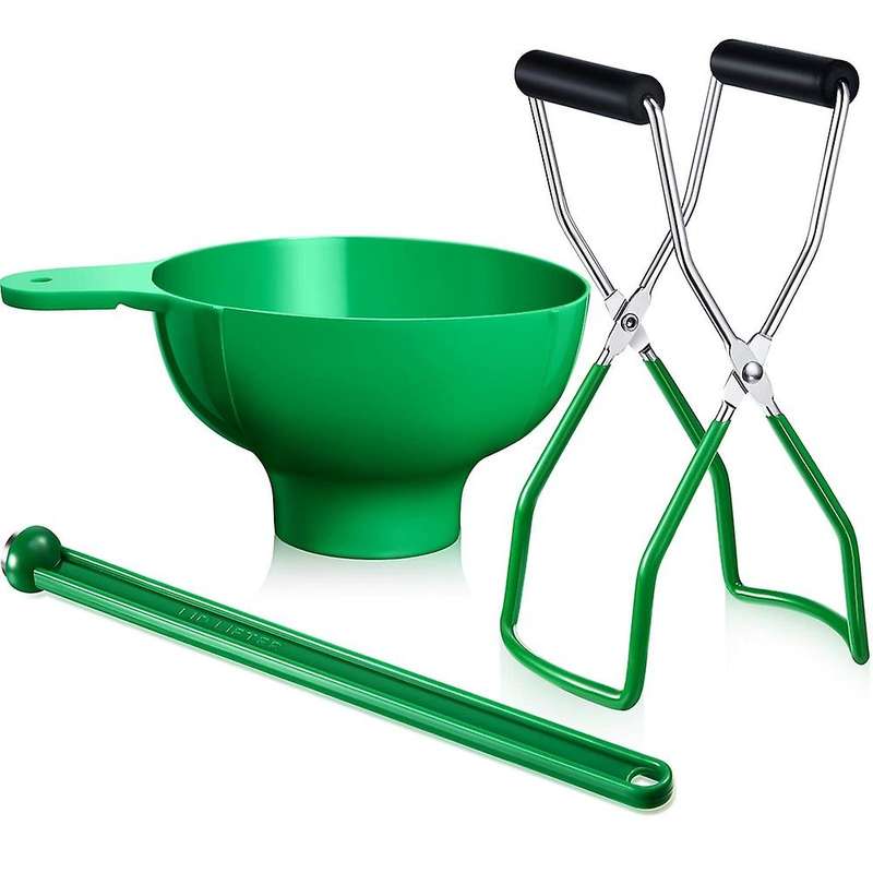 Canning Kit Jar Wide Mouth Canning Funnel Lid Wand for Canning Jars Anti-scald (3pcs,green)