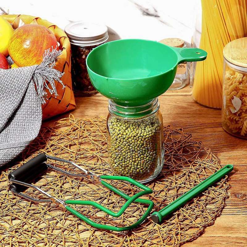 Canning Kit Jar Wide Mouth Canning Funnel Lid Wand for Canning Jars Anti-scald (3pcs,green)
