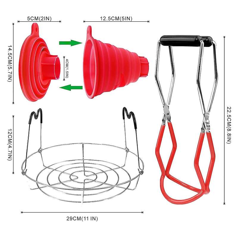 Canning Rack 3 Pcs,Canning Jar Lifter and Steamer Canning Rack Collapsible Funnel,Canning Jar Rack,