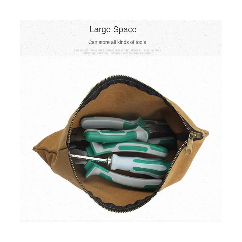 Canvas Tool Pouch Bags Zipper Small Multipurpose Organizer Pouch,with Buckle,for Storage Tools Items