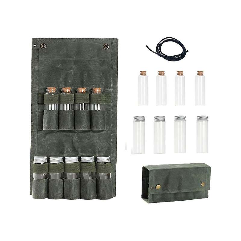 Canvas Seasoning Storage Bag Organizer Seasoning Bottles Holder with Mini Condiment with 9 Spice Ja