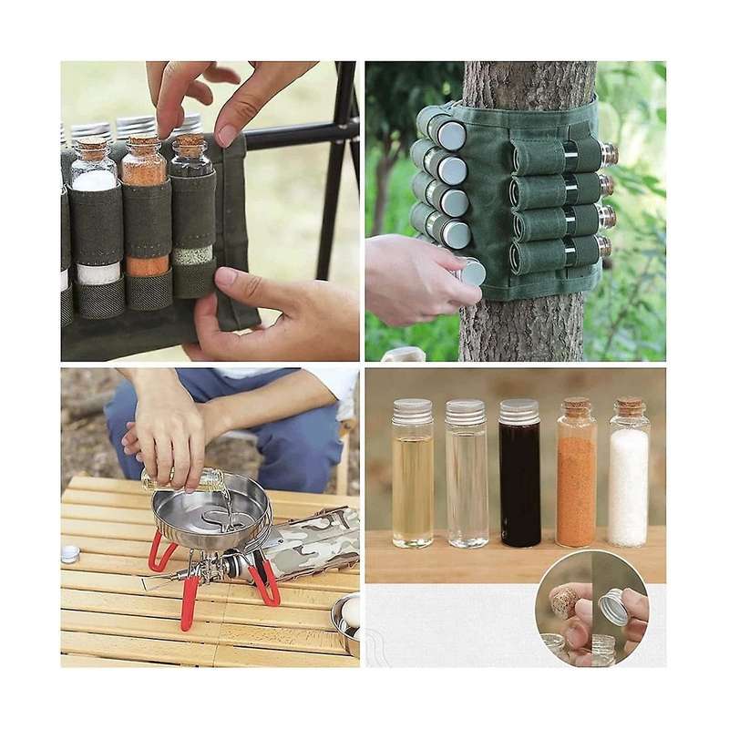 Canvas Seasoning Storage Bag Organizer Seasoning Bottles Holder with Mini Condiment with 9 Spice Ja