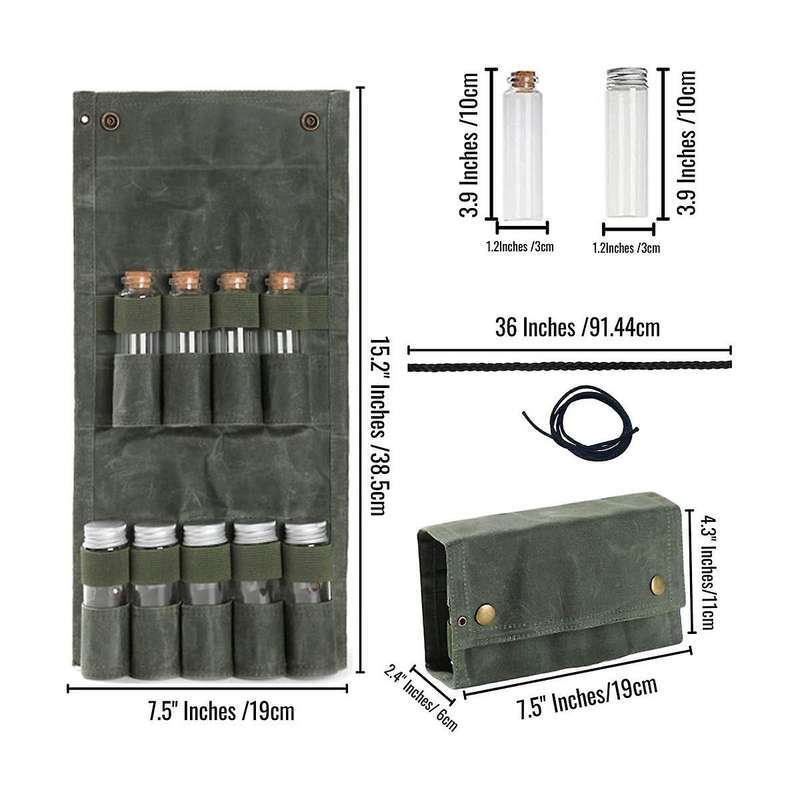 Canvas Seasoning Storage Bag Organizer Seasoning Bottles Holder with Mini Condiment with 9 Spice Ja