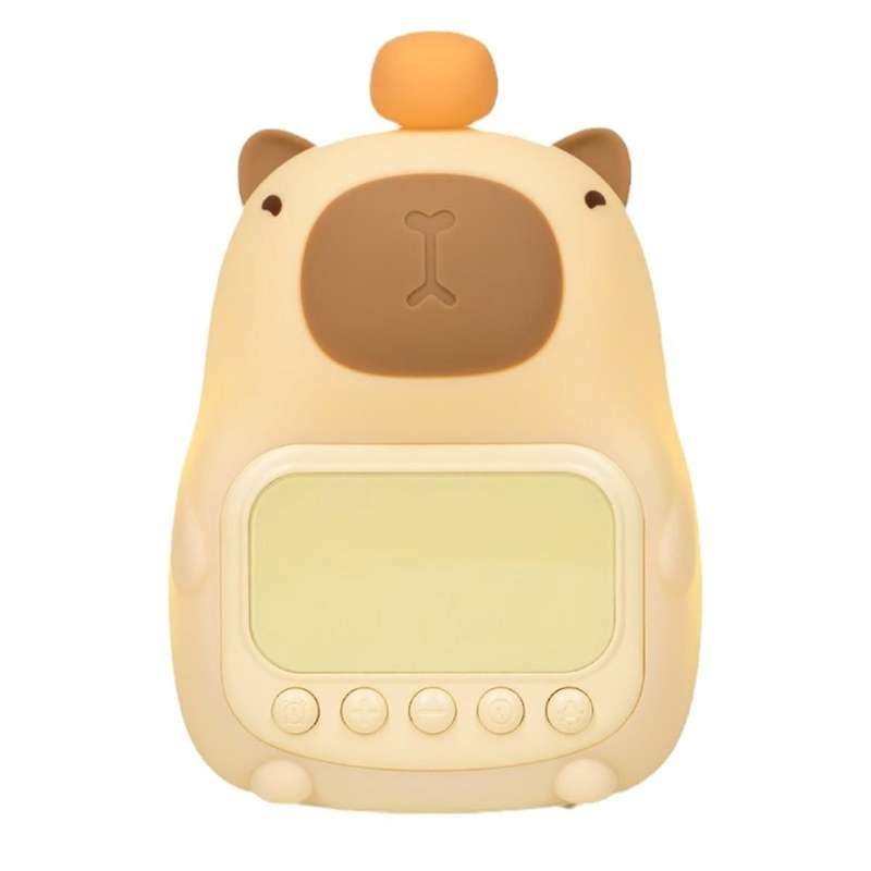 Capybara Night Light with Digital Clock, Silicone Animal Night Light Rechargeable Tabletop Decorati