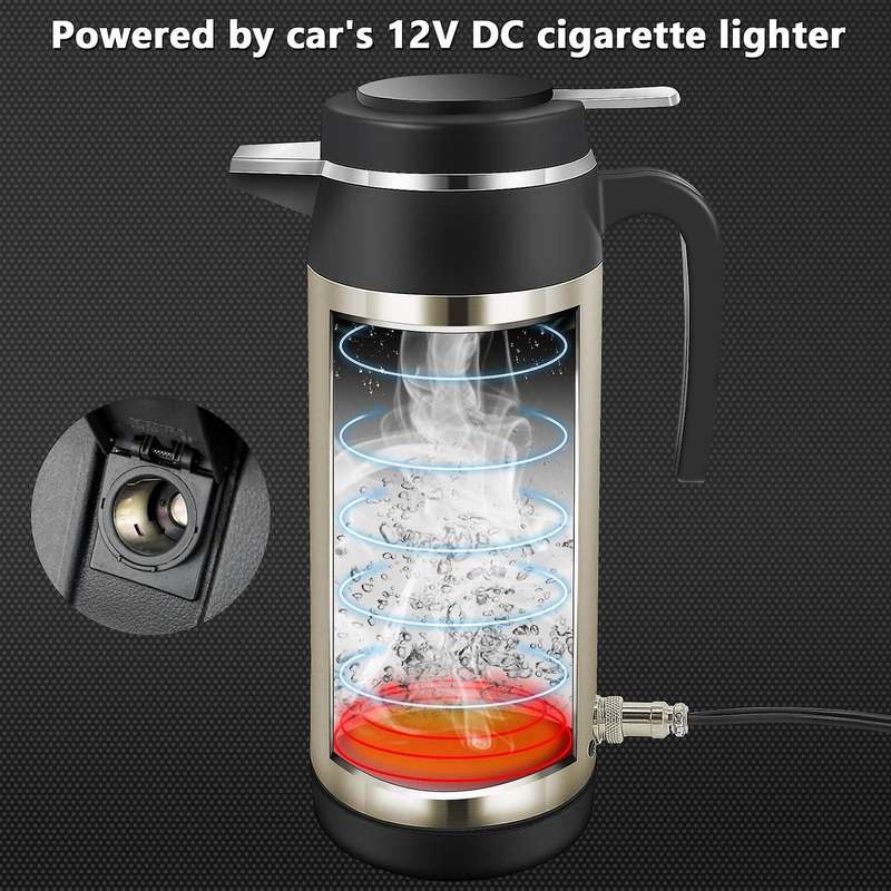 Car 12v 1200ml Electric Car Travel Heater Capacity Tea Coffee Car Boiler Suitable for Camping Gold