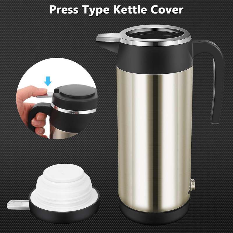Car 12v 1200ml Electric Car Travel Heater Capacity Tea Coffee Car Boiler Suitable for Camping Gold