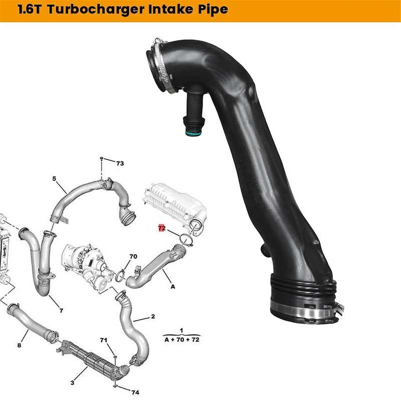 Car 1.6T Turbocharger Intake Pipe 9815284780 YL01688180 for 4008 5008 508l C5aircross C6 AIR Intake