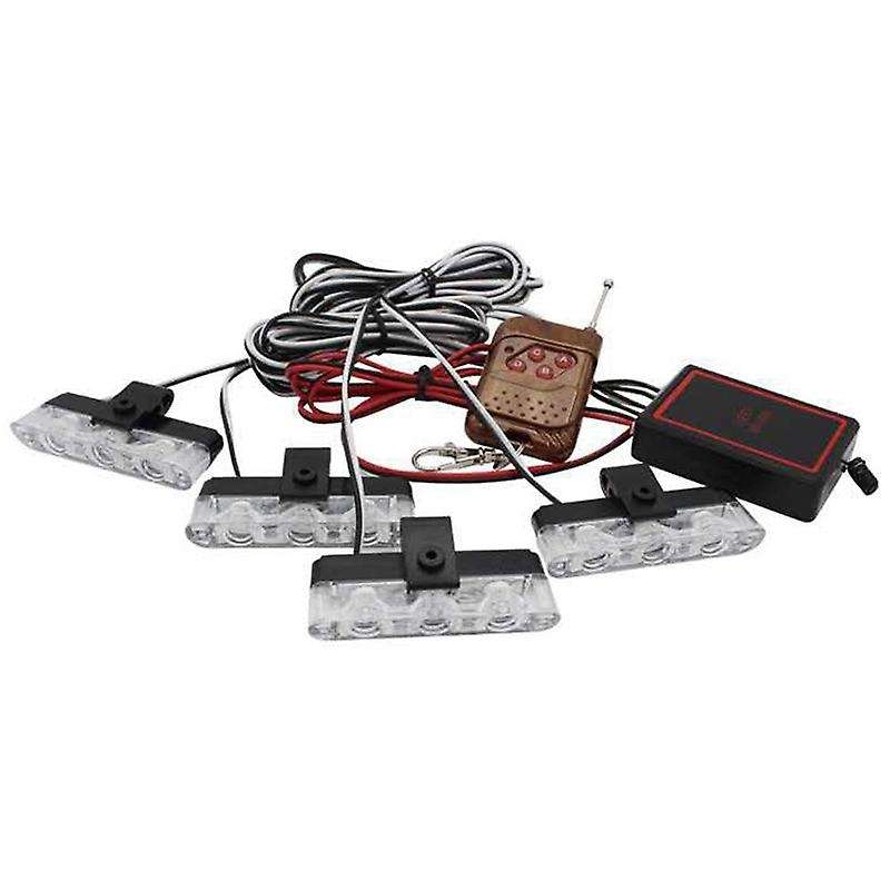 Car 12 LED Red & Blue Police Strobe Flash Light Dash Emergency Warning Lamp Ultra-Thin Wireless