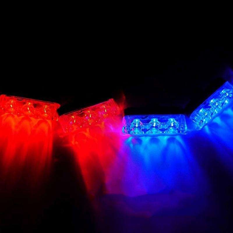 Car 12 LED Red & Blue Police Strobe Flash Light Dash Emergency Warning Lamp Ultra-Thin Wireless