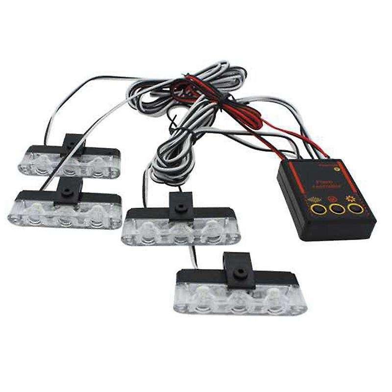 Car 12 LED Red & Blue Police Strobe Flash Light Dash Emergency Warning Lamp Ultra-Thin Wireless