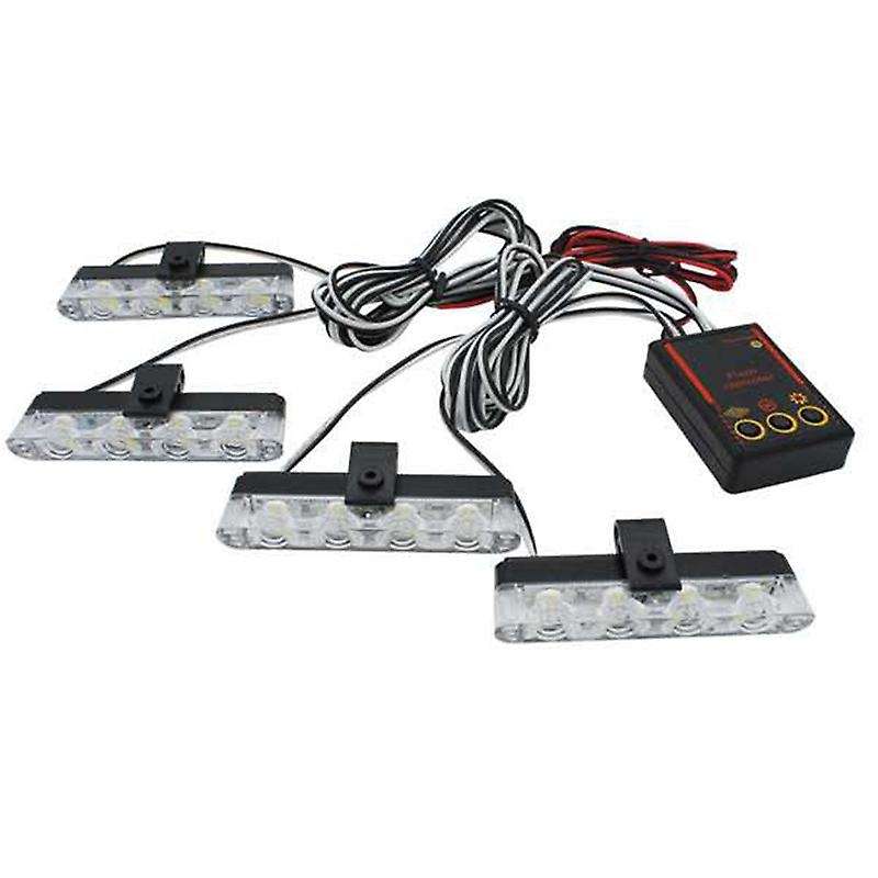 Car 12V 16 LED Car Red & Blue Police Strobe Flash Light Dash Emergency Warning Lamp