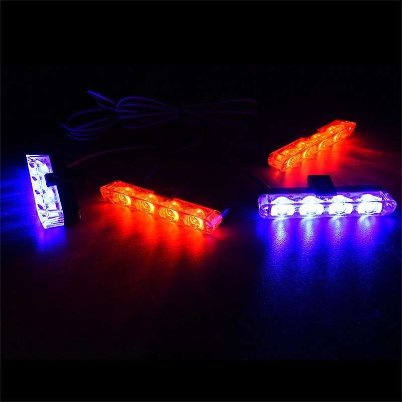 Car 12V 16 LED Car Red & Blue Police Strobe Flash Light Dash Emergency Warning Lamp