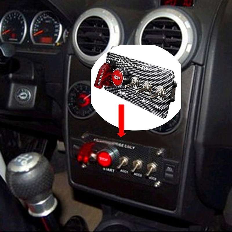 Car 12V LED Toggle Ignition Switch Panel Engine Start Push Button Set Universal for 12V Power Speedi