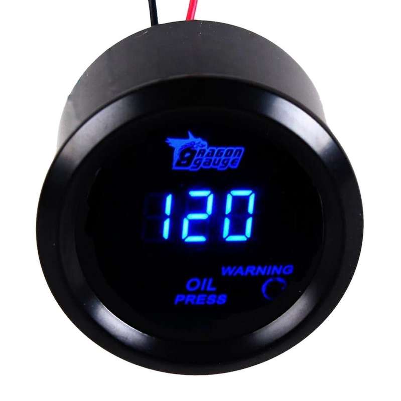 Car 2inch 52mm Digital Oil Press Pressure Gauge Blue LED Boost Gauge Water Oil Temperature Oil Press