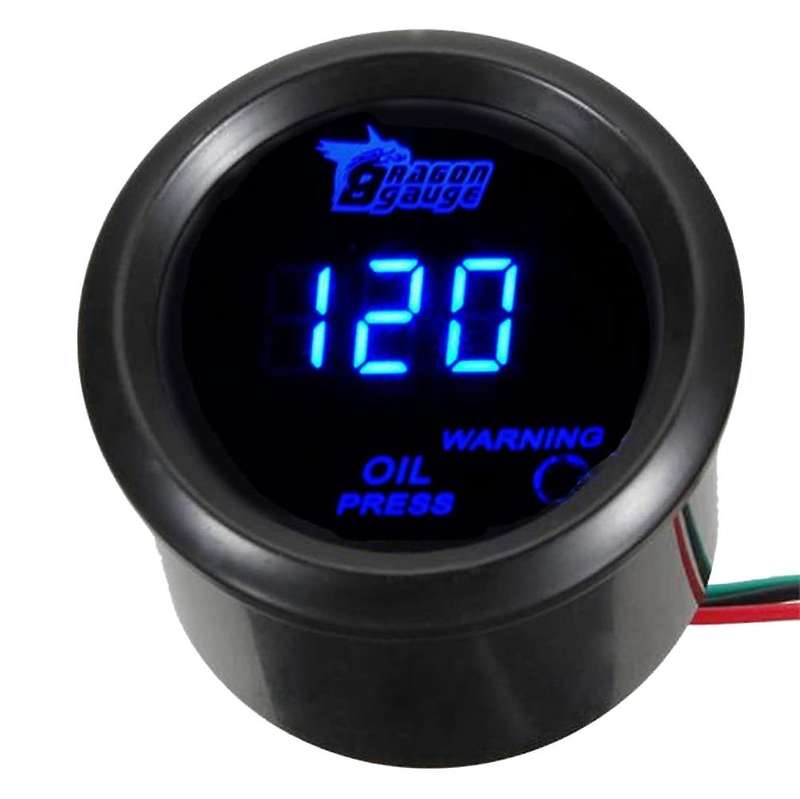 Car 2inch 52mm Digital Oil Press Pressure Gauge Blue LED Boost Gauge Water Oil Temperature Oil Press