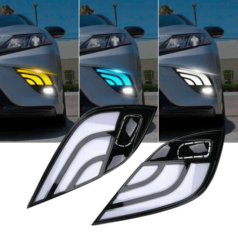 Car 3 Colue LED DRL Daytime Running Light Fog Light + LED Fog Lens Bezel Kit for SE XSE 2018-2020
