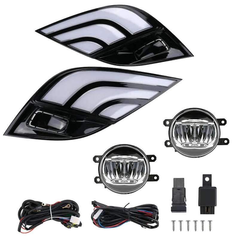 Car 3 Colue LED DRL Daytime Running Light Fog Light + LED Fog Lens Bezel Kit for SE XSE 2018-2020