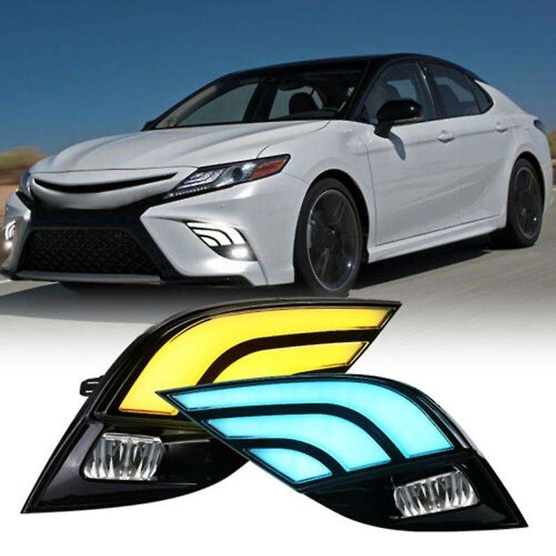 Car 3 Colue LED DRL Daytime Running Light Fog Light + LED Fog Lens Bezel Kit for SE XSE 2018-2020