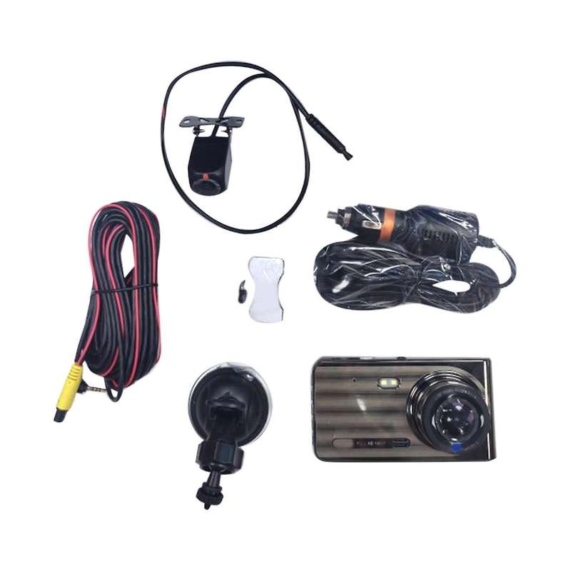 Car 4inch Ips Screen 1080p+720p Hd 140 Degree Wide Angle Camera Driving Recorder 24 Hours Parking M
