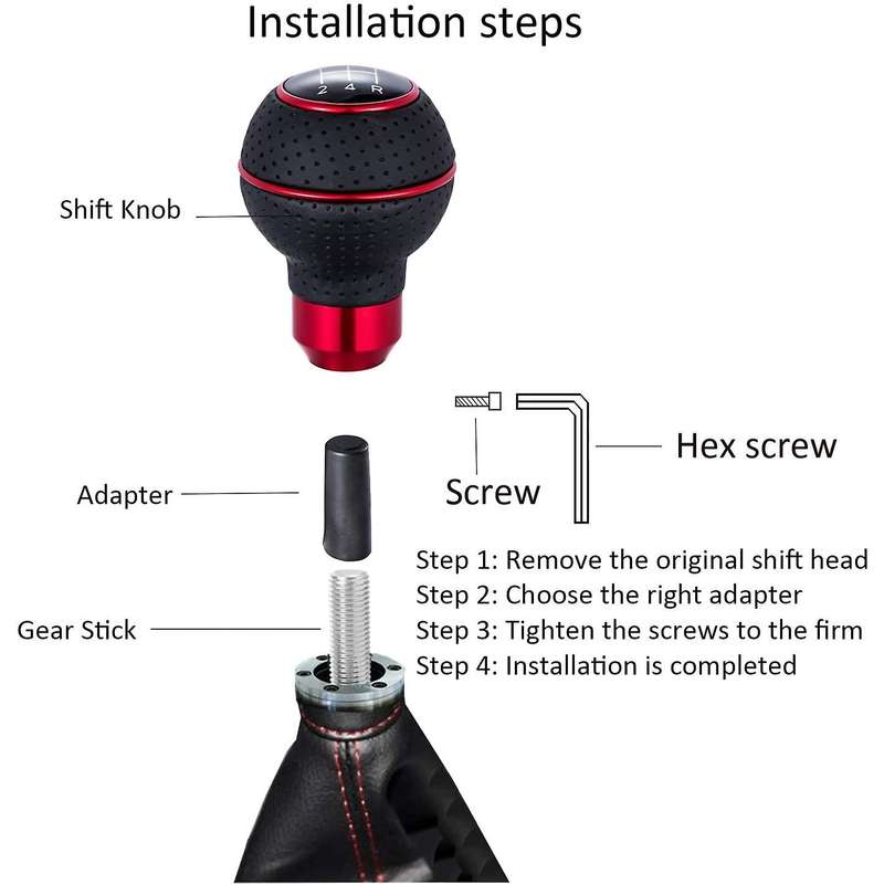 Car 5 Speed Gear Shifter Knob ABS+ PU Stick Shift Handle Universal for Most Manual Transmissions Bl