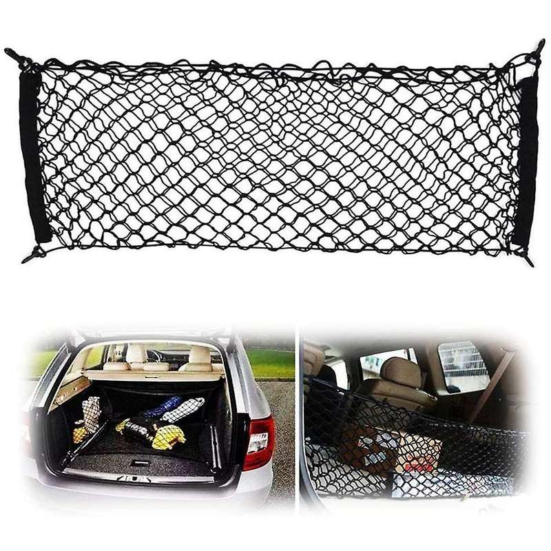 Car 60cmx80cm Trunk Rear Cargo Organizer Storage Elastic Holder Mesh Net with 4 Hooks Virtuous