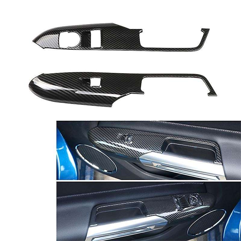 Car ABS Black Carbon Fiber Texture Window Lift Switch Panel Cover Trims Stickers for 2015-2019