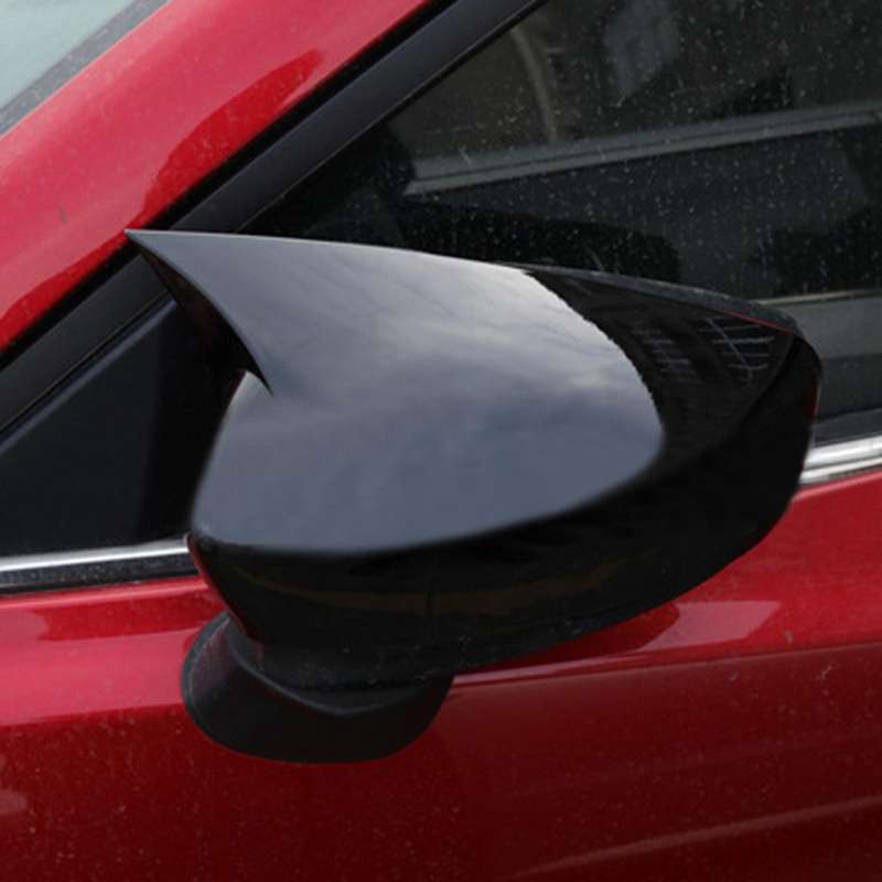 Car ABS Black External Side Door Rear View Mirror Cover Mirror Cap for Axela 2017-2018