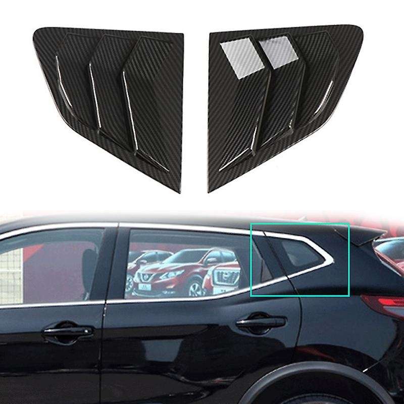 Car ABS Carbon Fiber Black Rear Window Louver Shutter Cover Trim 2Pcs for J11 2015-2021