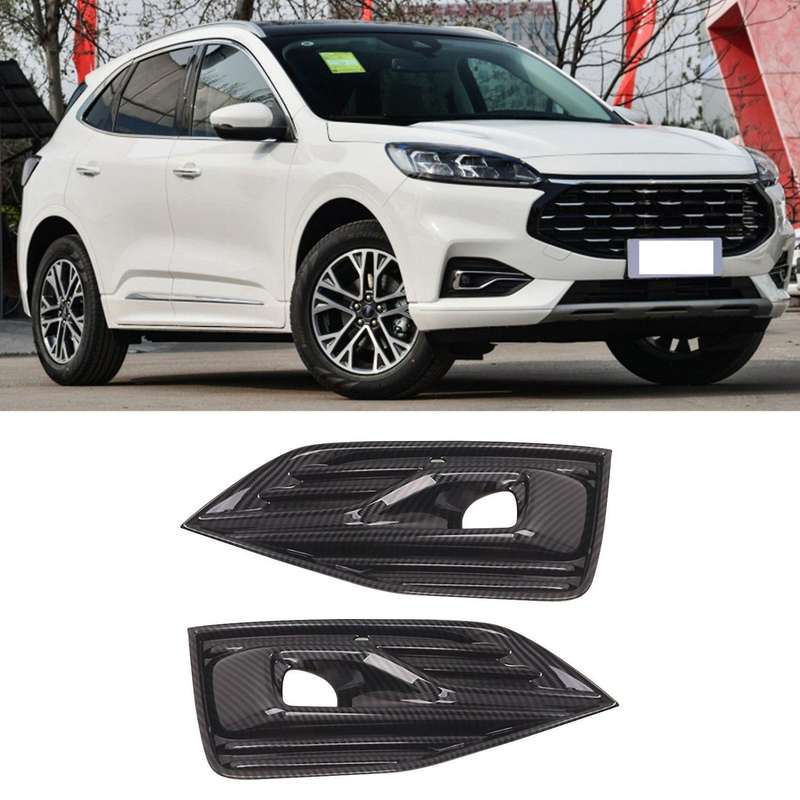 Car ABS Carbon Fiber Front Fog Light Lamp Grille Decoration Cover Trim for Escape Kuga 2020 2021