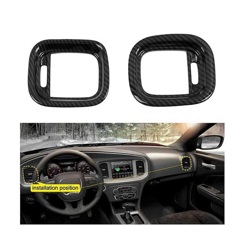 Car Abs Carbon Fiber Interior Dashboard Side Outlet Cover Trim for Charger 2015-2020 Lhd