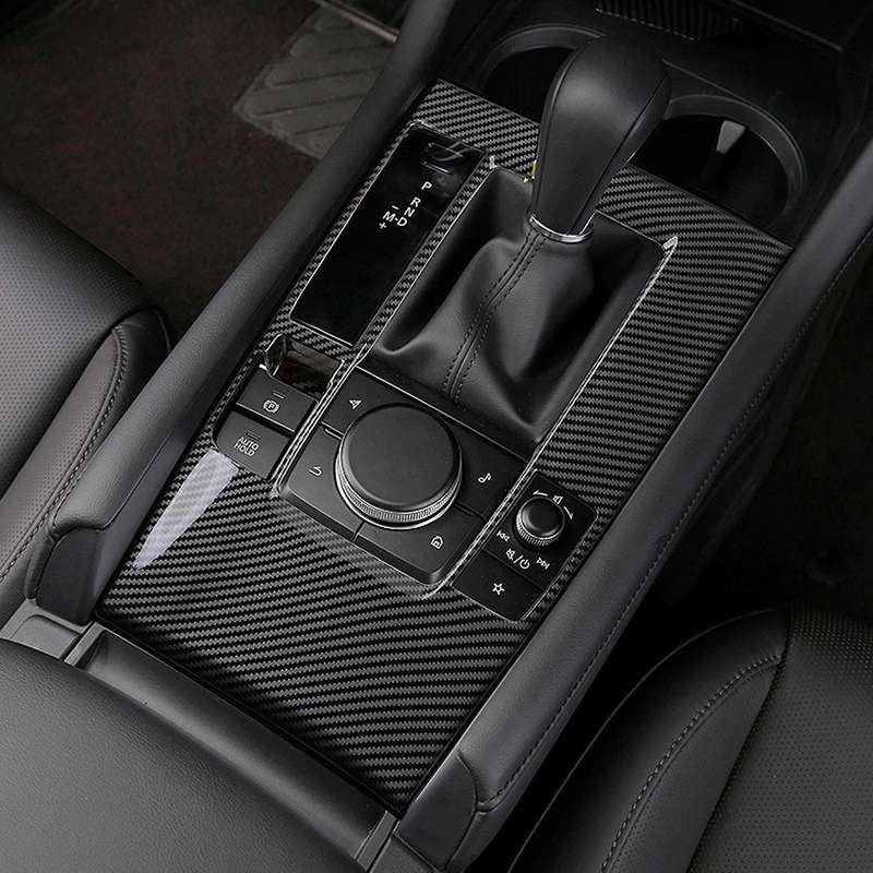 Car ABS Carbon Fiber Interior Center Console Gear Shift Panel Cover Frame Trim Sticker for 3 Axela 2