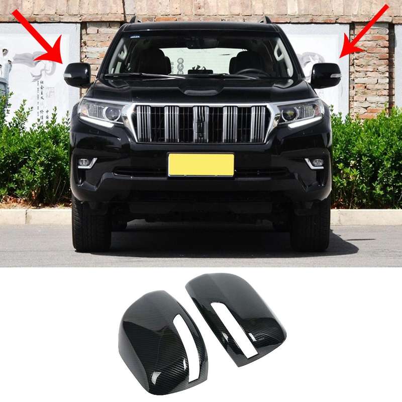 Car ABS Carbon Fiber Rear View Mirror Cover Trim Caps for Land Cruiser Prado 150 FJ150 2018 2019 202