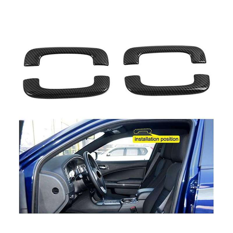 Car Abs Carbon Fiber Interior Roof Handle Cover Trim for Charger 2015-2020 Accessories