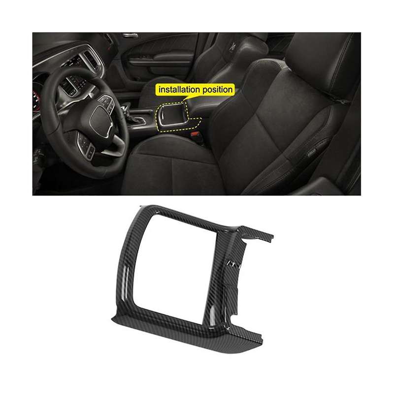 Car Abs Carbon Fiber Interior Front Water Cup Frame Cover Trim for Charger 2015-2020