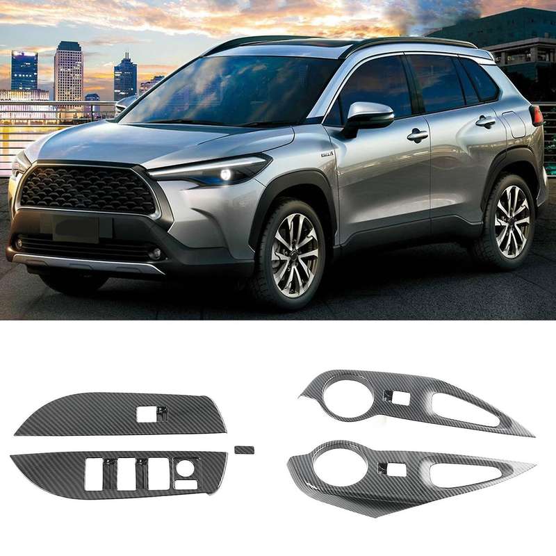 Car Abs Carbon Fiber Window Switch Panel Cover Trim Control Trim for 2020 Left-hand Drive