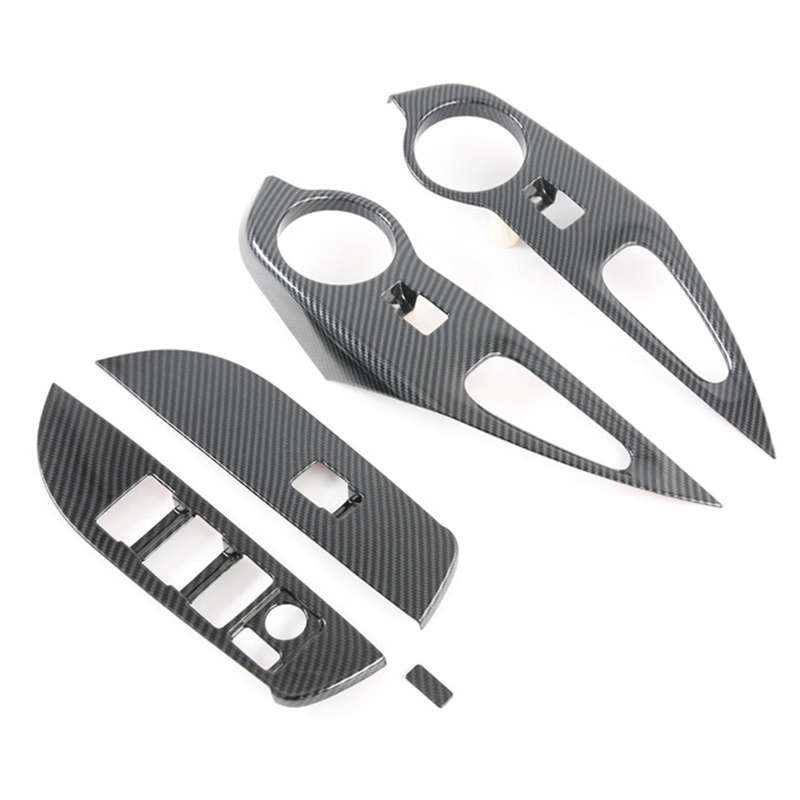 Car Abs Carbon Fiber Window Switch Panel Cover Trim Control Trim for 2020 Left-hand Drive