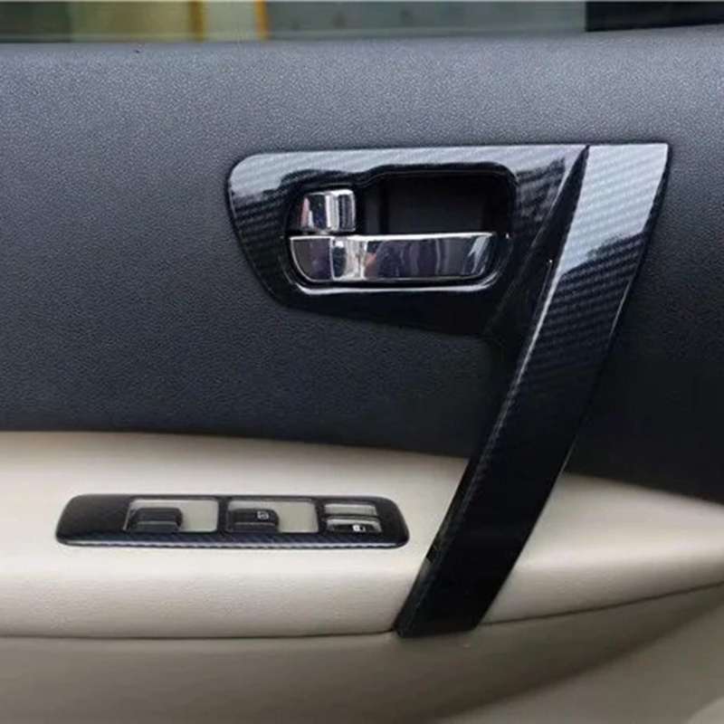 Car ABS Door Inner Handle Bowl Armrest Handrail Frame Lamp Panel for J10 2008-2015 Carbon Fiber