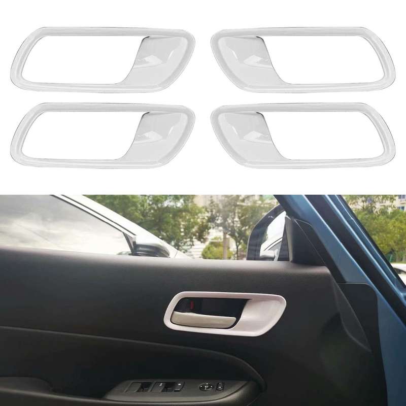 Car ABS White Interior Door Bowl Frame Handle Cover Trim for Fit Jazz 2020 2021