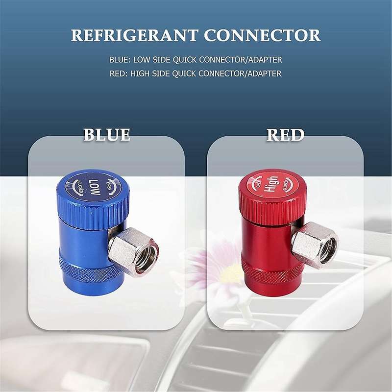Car AC High/Low Side R1234YF Quick Couplers Adapters Conversion Kit with Manual Couplers