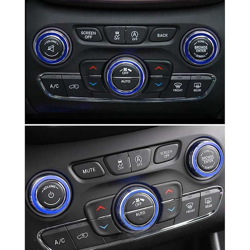 Car AC Knob Covers Volume Knob Cover Trim Auto Decoration Accessories for Grand / 2014-2021, Blue