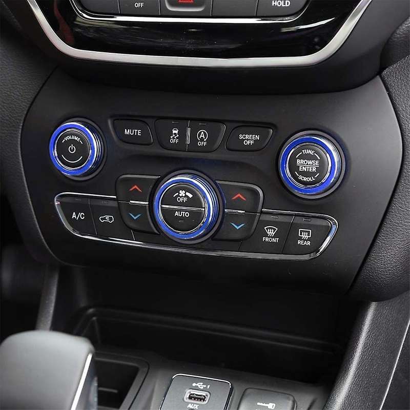 Car AC Knob Covers Volume Knob Cover Trim Auto Decoration Accessories for Grand / 2014-2021, Blue