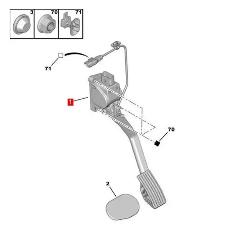 Car Accelerator Pedal Assembly 1601Z0 1601EK for 407 C5