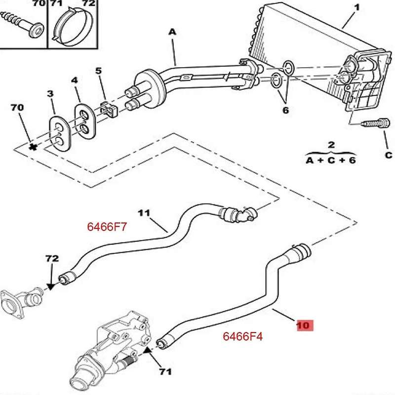 Car Accessories 6466F7 6466F4 1.6 Heater Water Hose for 307 408 Tube Heater Water Hose Pipe